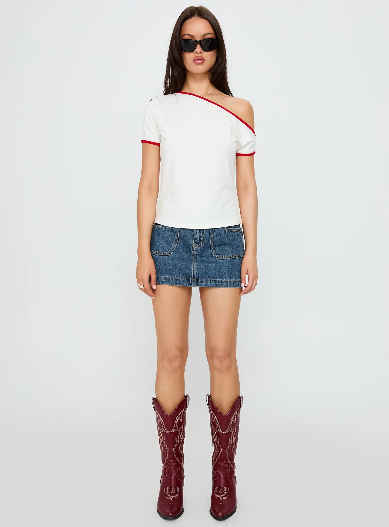 Pitcher Denim Mini Skirt Mid Blue Wash