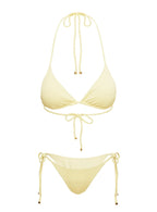 Glora Ribbed Tie Side Bikini Bottom Yellow