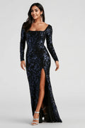 Formal Sequin Lace-Up Dress