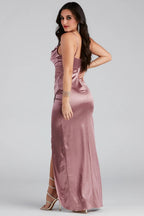 Annabelle Knit Satin Formal Dress