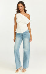 Robilyn - Off Shoulder Linen Look Top in White