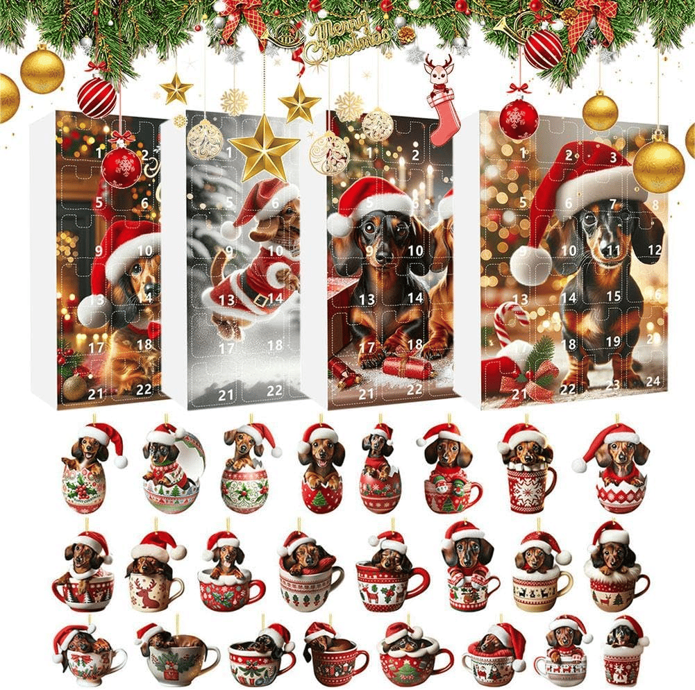 2026 Christmas Fun Dachshund Countdown Calendar Blind Box(2D Acrylic Flat)