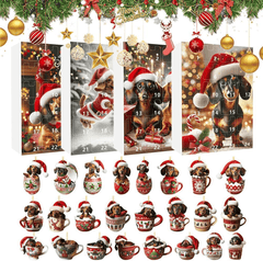 2026 Christmas Fun Dachshund Countdown Calendar Blind Box(2D Acrylic Flat)