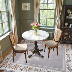 Ariele Washable Vintage Floral Scalloped Gray Purple Rug