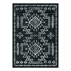 Vivienne Washable Aztec Moroccan Distressed Black Rug