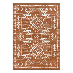 Vivienne Washable Aztec Moroccan Distressed Orange Rug