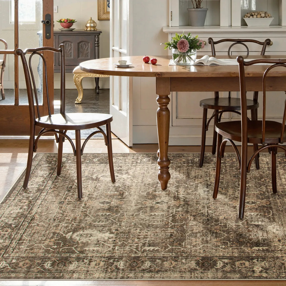 Margot Washable Vintage Distressed Brown Rug