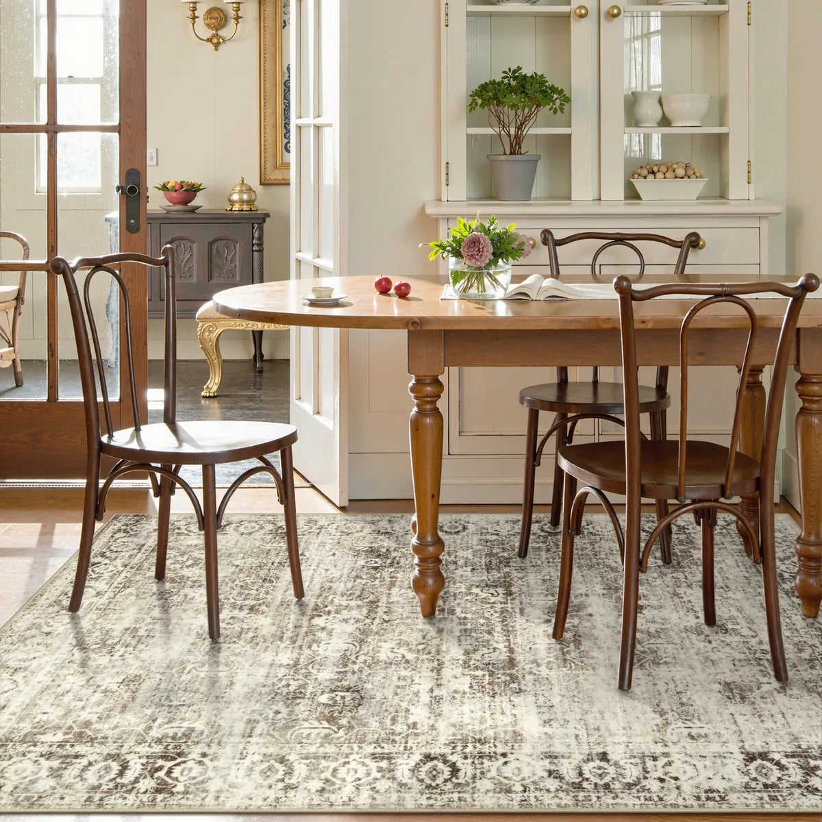 Margot Washable Vintage Distressed Beige Rug