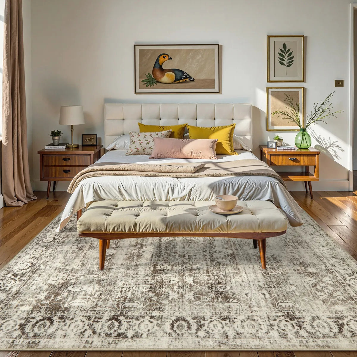 Margot Washable Vintage Distressed Beige Rug