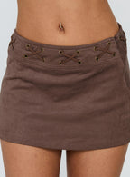 Jordayna Stud Mini Skirt Brown