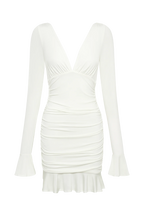 Leanne Jersey Gathered Mini Dress - White