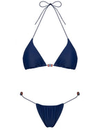 Selbie Beaded String Bikini Bottom Navy