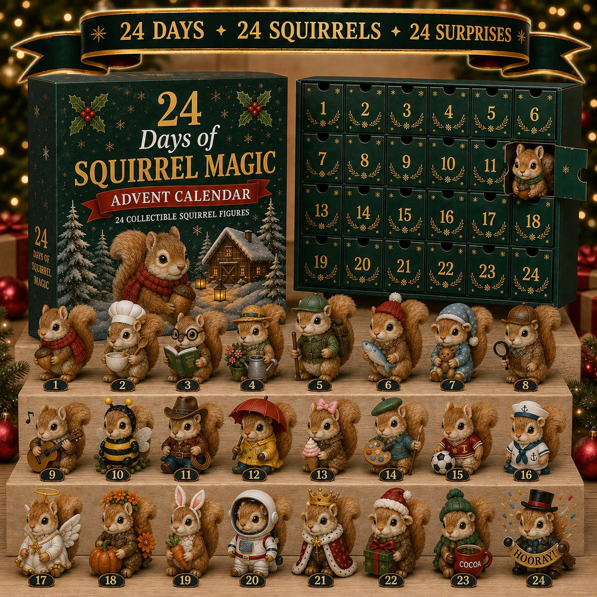 🐿️ 24 Days of Squirrel MagicTM Advent Calendar – 24 Collectible Christmas Squirrel Surprises