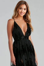 Formal Flocked Velvet Dress