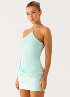 Keanu Cupro Mini Dress - Aqua