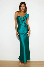 Midnight Silk Midi Dress Green