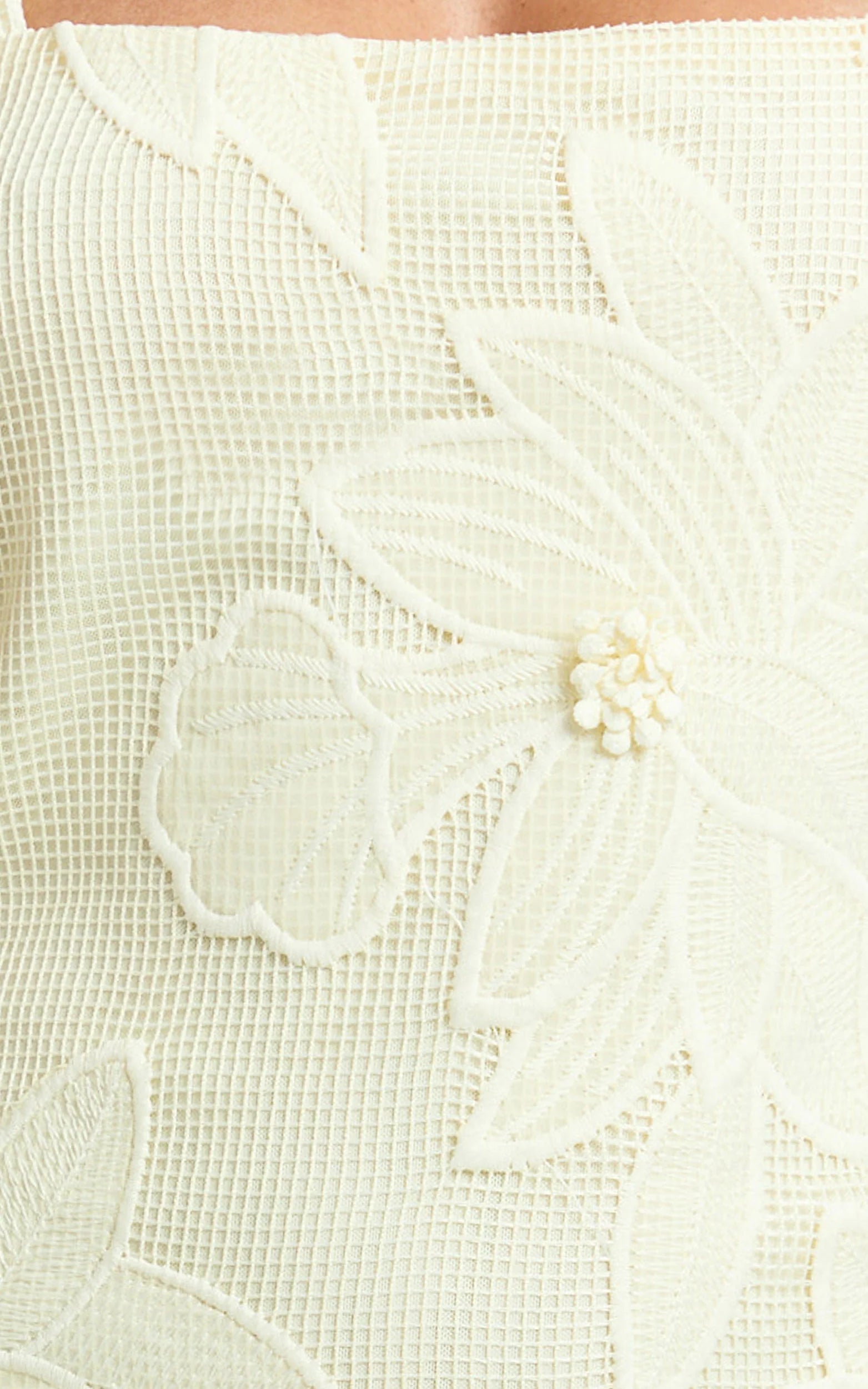 Sienna Mini Dress - Square Neck Floral Embroidered A Line Dress in Lemon