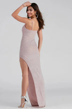 Formal High Slit Glitzy Glitter Dress