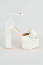 Fashion Strut Satin Rose Platform Heels
