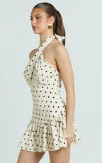 Elise Mini Dress - Keyhole Halter Dress in White