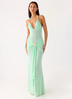Miyah Halter Hardware Maxi Dress - Mint Blue