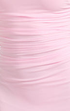 Judee Midi Dress - One Shoulder High Side Split Dress in Pink