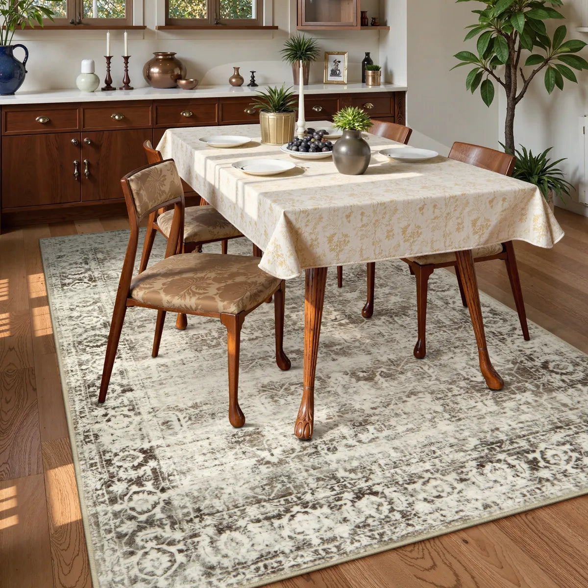 Margot Washable Vintage Distressed Beige Rug