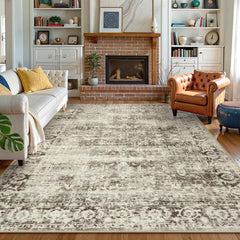 Margot Washable Vintage Distressed Beige Rug
