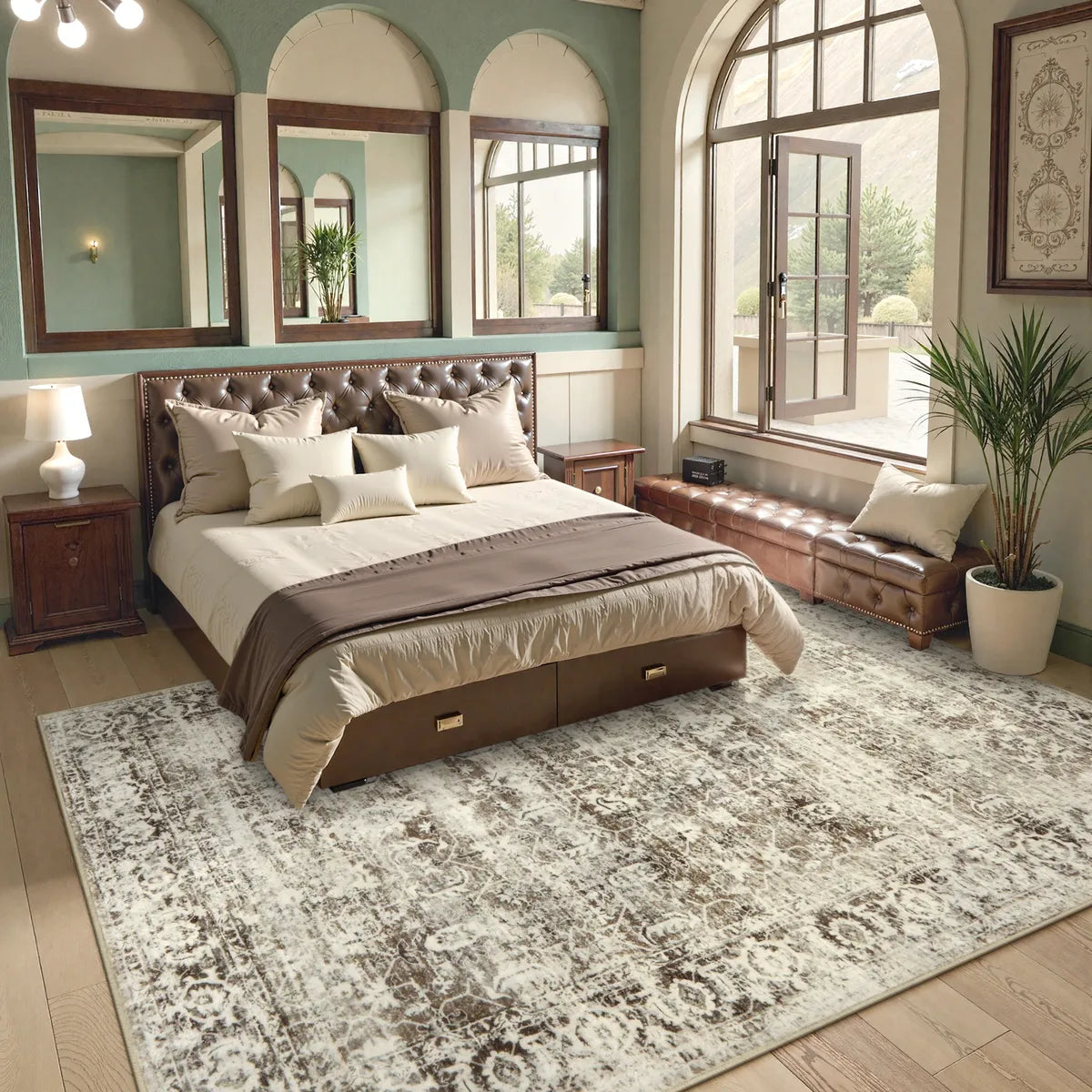 Margot Washable Vintage Distressed Beige Rug