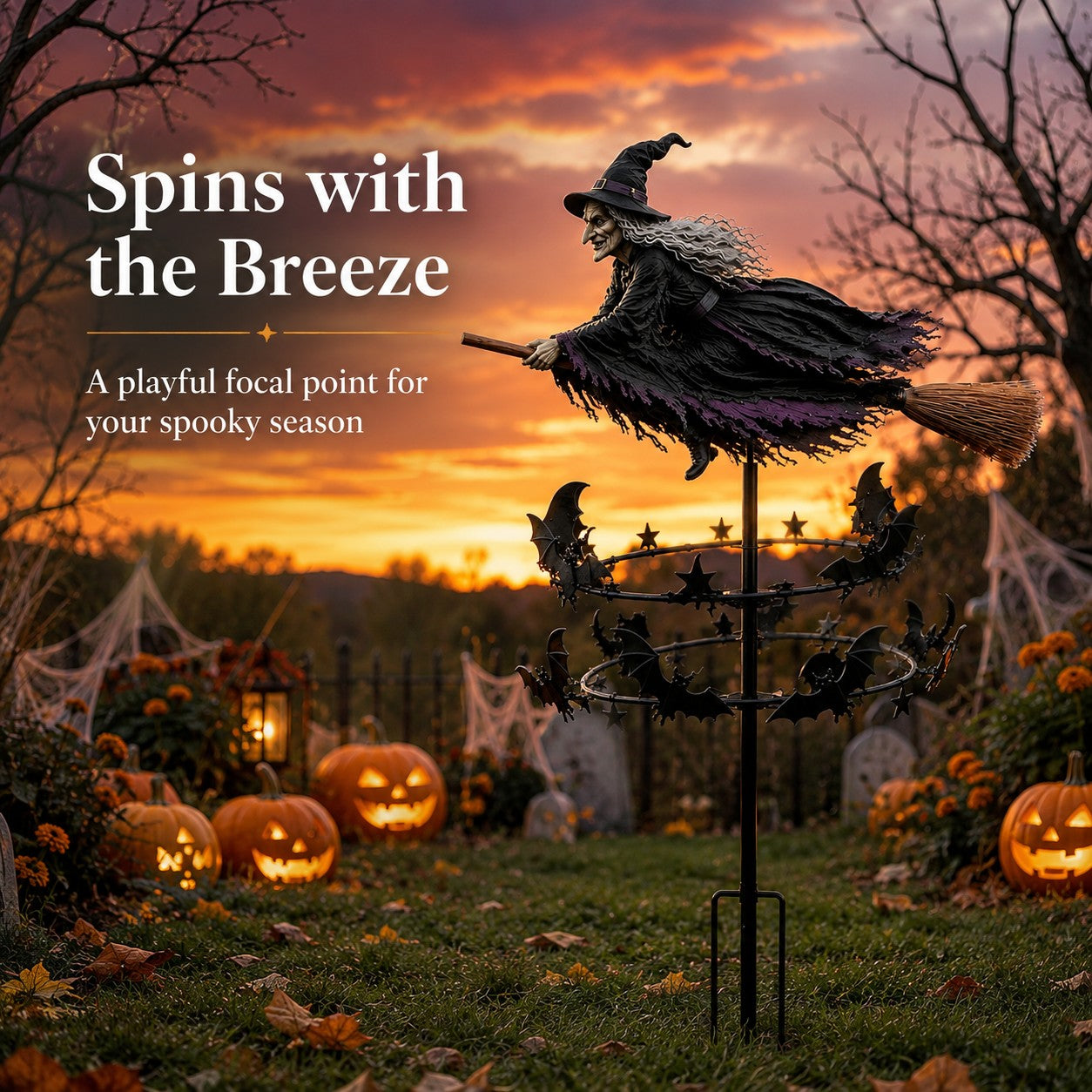 🔥50% Off Last Day -Halloween Early Bird Special🧙‍♀️ The Enchanted Witch Garden Wind Spinner