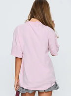 Led Zeppelin Oversized Vintage Graphic Top Pink