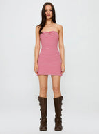 Immy Strapless Rib Mini Dress Red Stripe