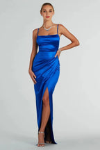 Mayra Formal Satin Slit Long Dress