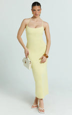Ramirez Midi Dress - Scoop Neck Low Back Dress in Lemon
