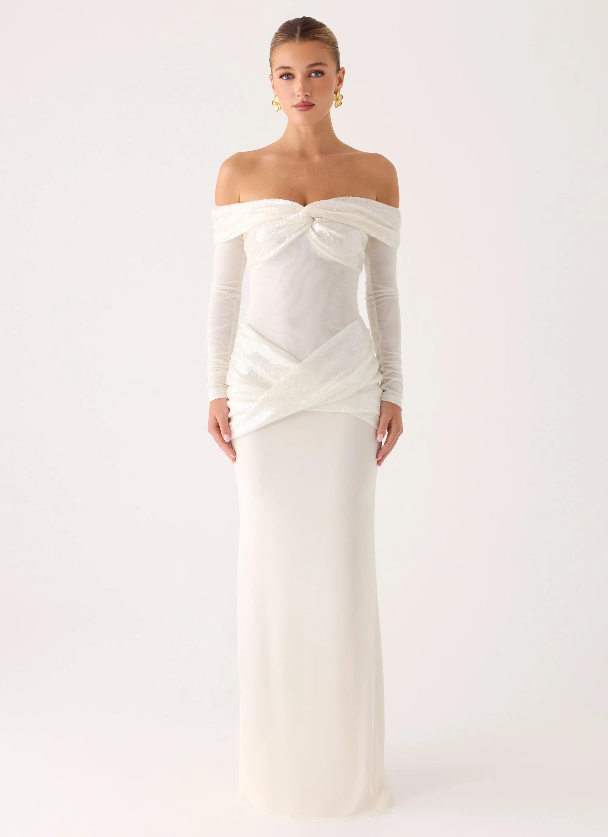 Over To You Sequin Maxi Dress - White