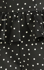 Seraphina Top - Polka Dot V Neck Peplum Top in Black Polka Dot Print