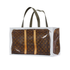 TITA ELVIE DUFFLE GROCERY BAG, BROWN CANVAS, LARGE