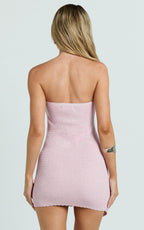 Tash Mini Dress - Strapless Skirt Wrap Dress in Pink