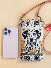 Sunflower Dalmatian Patchwork Quilted Slim Phone Crossbody Bag