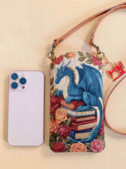 Book Dragon Quilted Slim Phone Crossbody Bag
