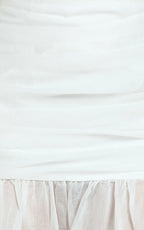 Mackenzie Maxi Dress - Tipped Shoulder Drop Waist Full Gathered Skirt Dress in White