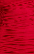 Cardi Maxi Dress - Ruched Mesh High Leg Split Dress in Red