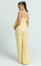 Alma Two Piece Set - Cotton Cami Pant Set in Lemon