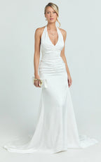 Frankie Maxi Dress - Satin Bias Cut Dress in Ivory