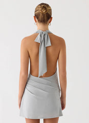 Atenea Cowl Mini Dress - Silver