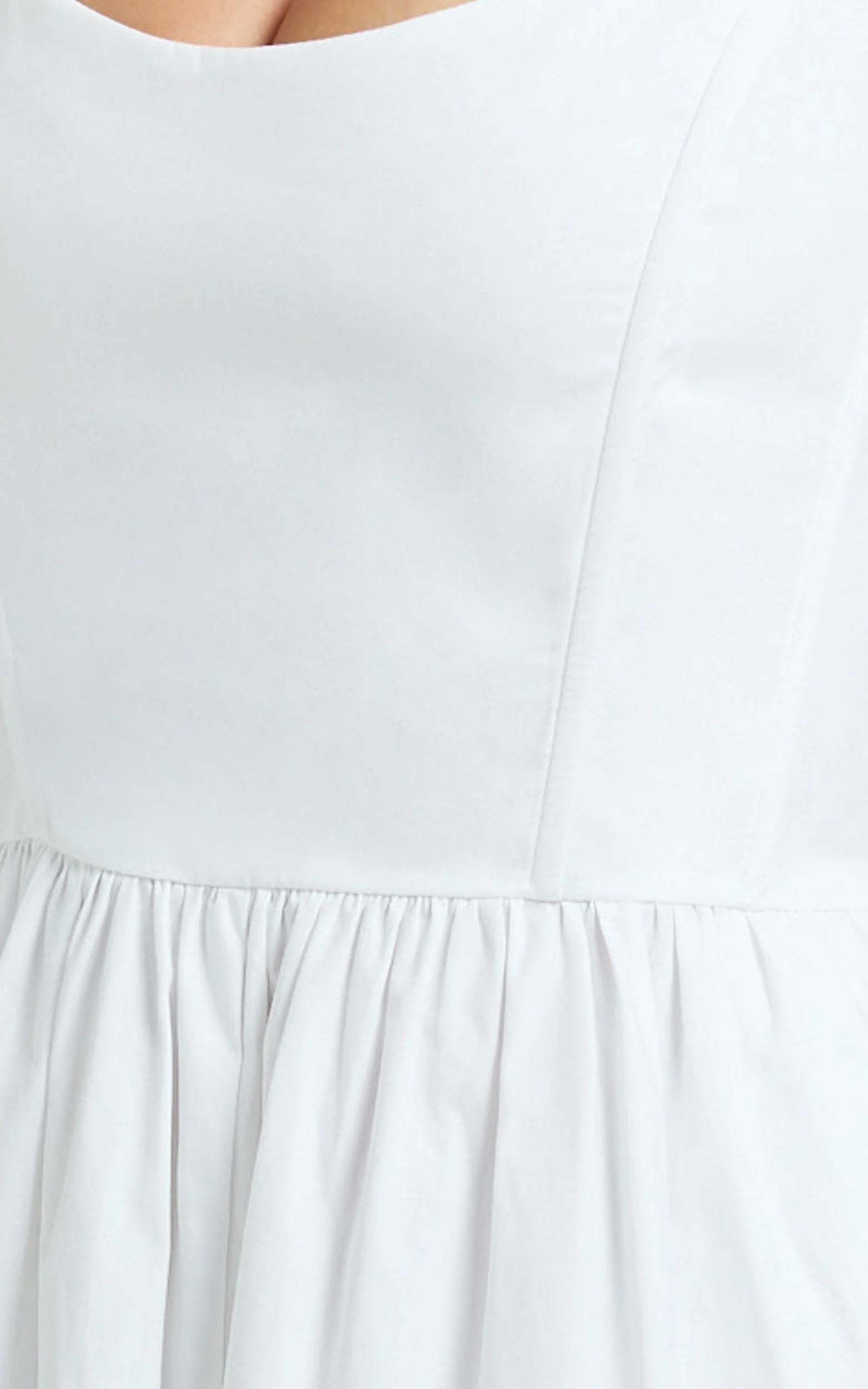 Braelyn Midi Dress - Scoop Neck Flare Dress in White