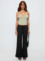 Norwalk Plunge Neck Top Sage