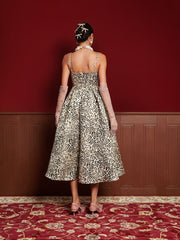 Gilded Leopard Midi Dress