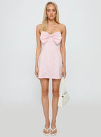 Genevie Strapless Bow Bust Mini Dress Light Pink