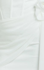 Riley Mini Dress - Strapless Draped Corset Bodycon Dress in White